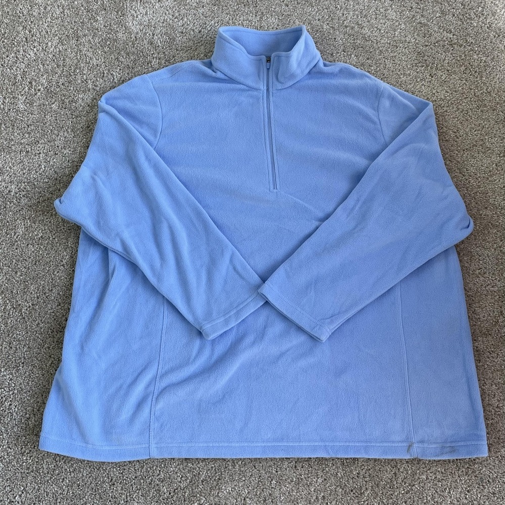 Lands' End Sweater Womens 3X Blue 1/4 Zip Mock Neck Fleece Pullover Plus Size